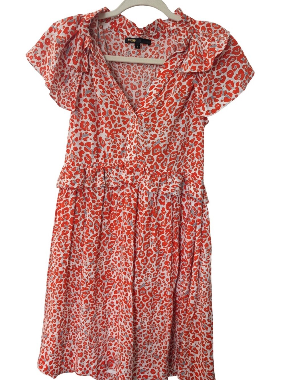 Maje Rutti Leopard Print Ruffle Mini Dress - Picture 5 of 11
